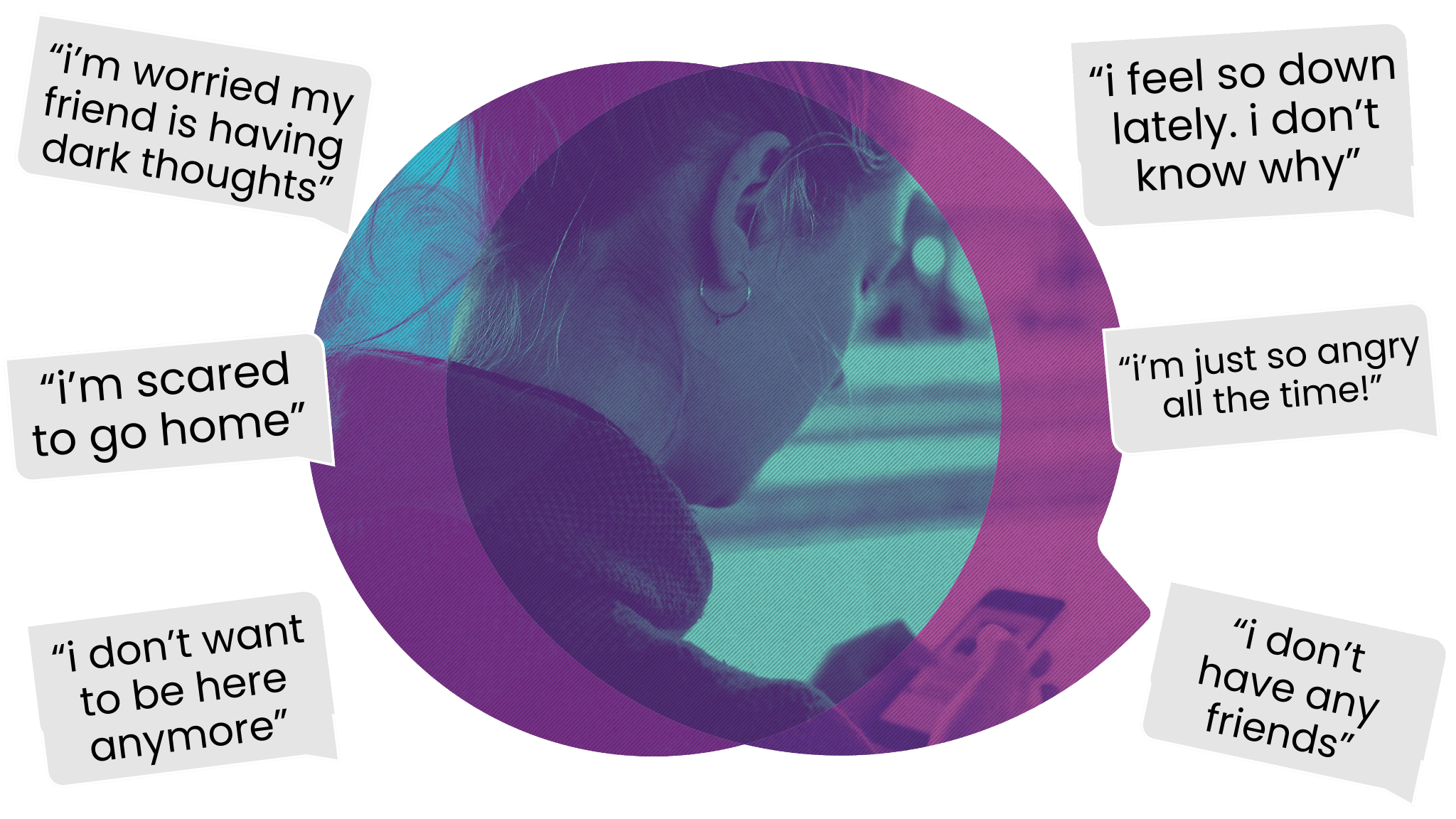 teenage girl looking down at her smart phone