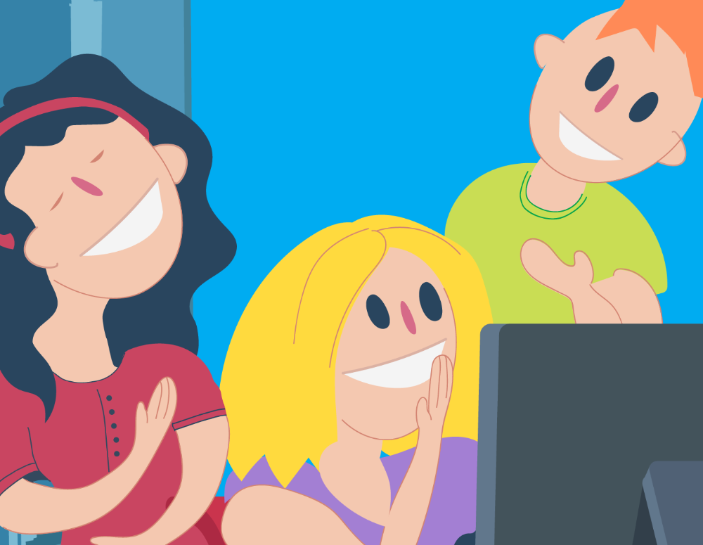 Kid looking at a laptop