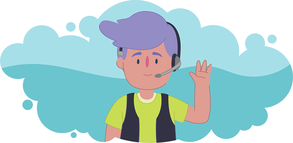 Kids Helpline phone counsellor smiling and waving