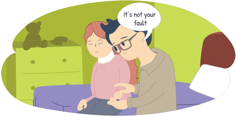 Adult comforting child