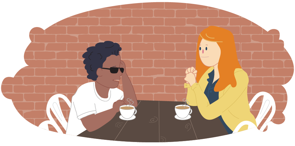 Young people having a serious conversation over coffee