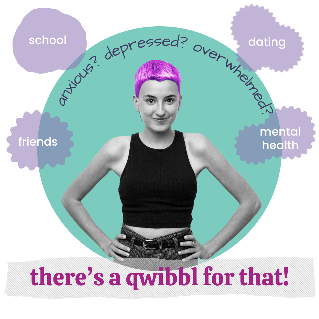 Teen girl surrounded by qwibbls